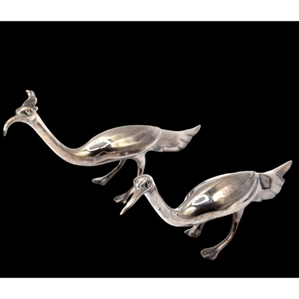 2 VTG MCM HOLLYWOOD REGENCY LARGE SILVERPLATE BIRDS WB MFG 2257 USA WEIDLICH - Picture 6 of 11